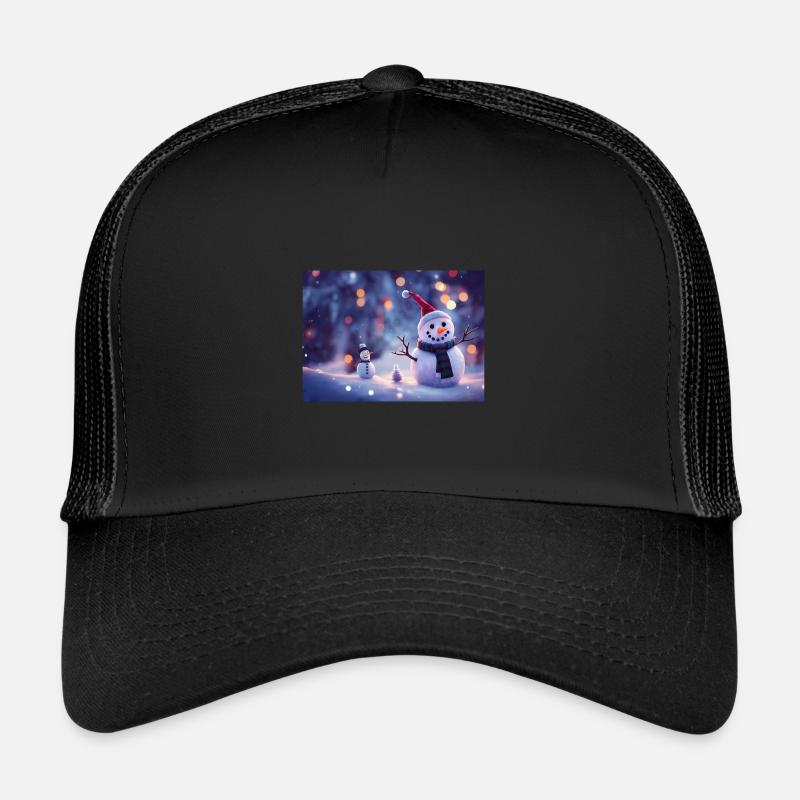 Frohe Weihnachten Schneemann - Trucker Cap - Schwarz/Schwarz