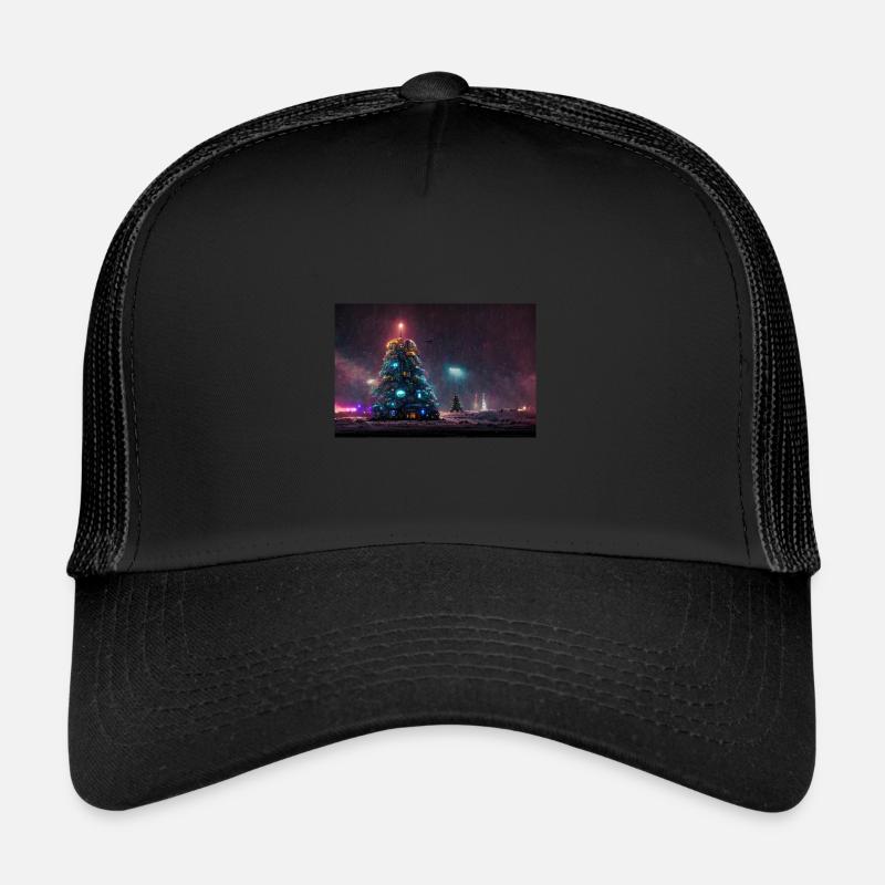 Futuristic Christmas Tree Trucker Cap