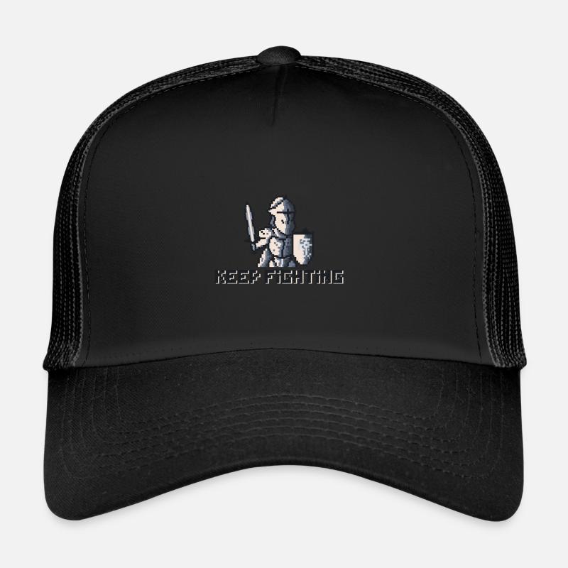 Pixel Art Knight - Keep Fighting - Trucker Cap - black/black