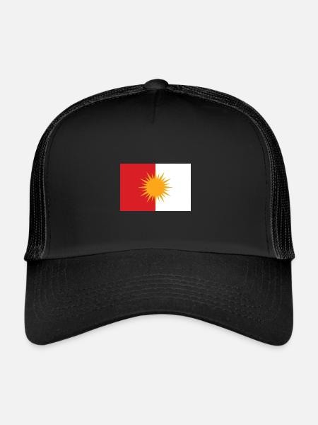 Drapeau yézidie Yeziden Yeziden Ezidxan - Casquette trucker  - noir/noir - Devant