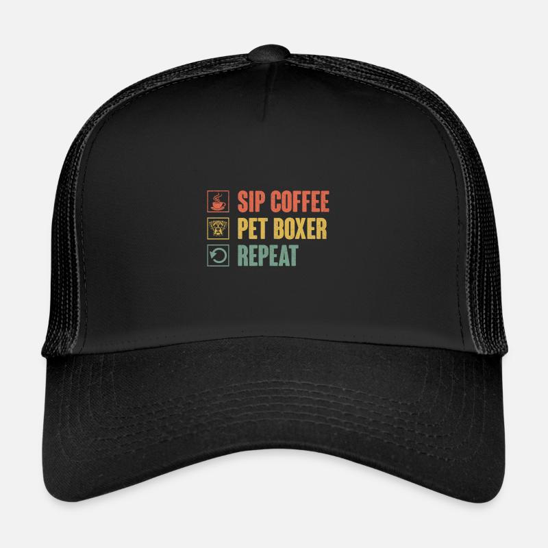 Siroter Café Pet Boxer Répéter Caffeine Lover Dog Casquette trucker 