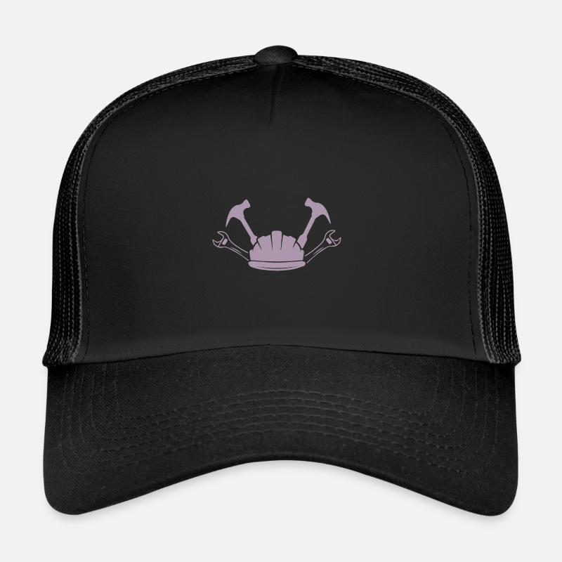Construction Site Construction Worker Craft Helmet Silhouette Trucker Cap