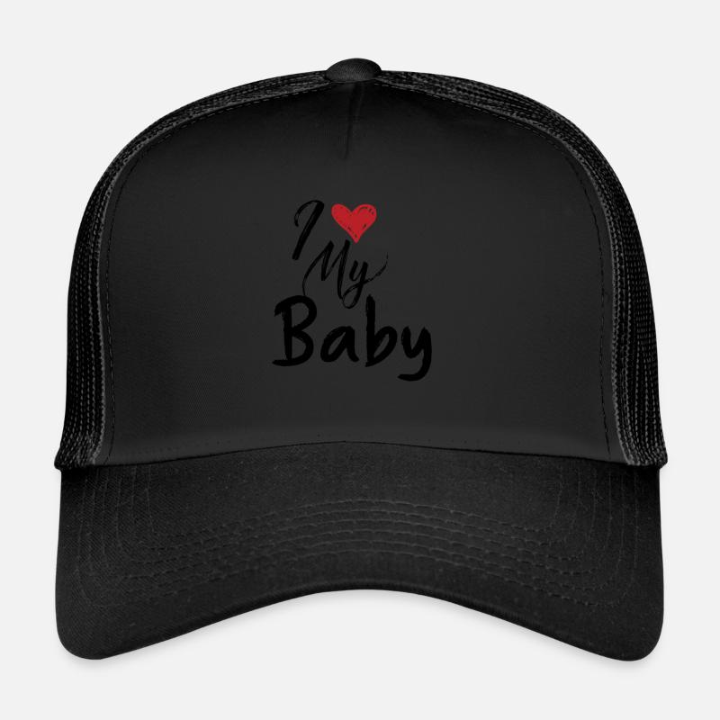 schwanger Baby Kind geboren Geburt Geschenkidee - Trucker Cap - Schwarz/Schwarz