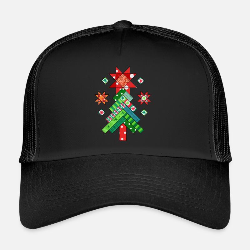 Weihnachtsbaum Quilt Patchwork Ugly Christmas - Trucker Cap - Schwarz/Schwarz
