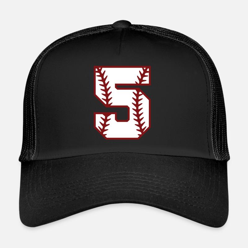 Baseball Zahl Softball Nummer 5 Geschenk cool - Trucker Cap - Schwarz/Schwarz