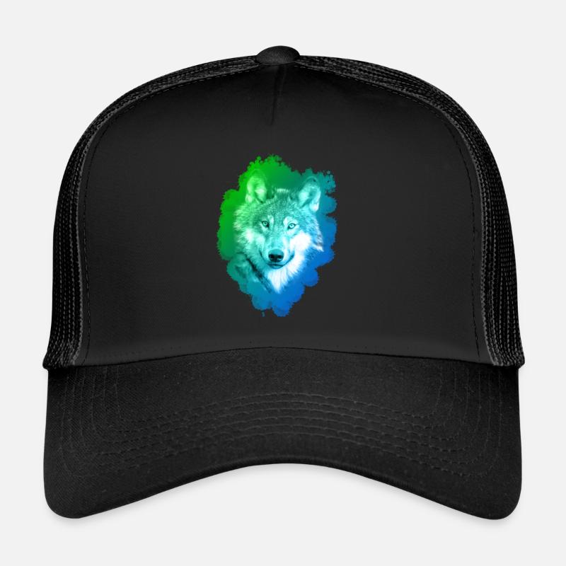 Wolf bunt - Trucker Cap - Schwarz/Schwarz