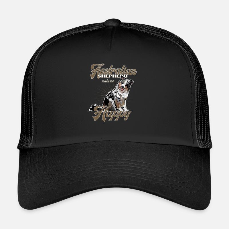 Australian Shepherd make me happy - Trucker Cap - Schwarz/Schwarz
