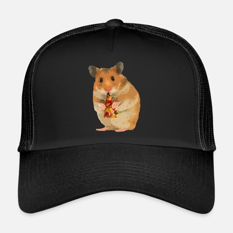 Hamster feeds pizza - Trucker Cap - black/black