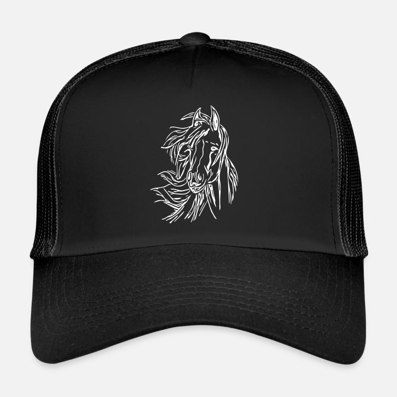 Pferd - Kopf Vector - Trucker Cap - Schwarz/Schwarz