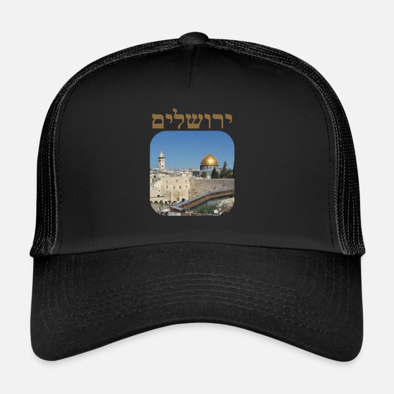 Jérusalem - Casquette trucker  - noir/noir