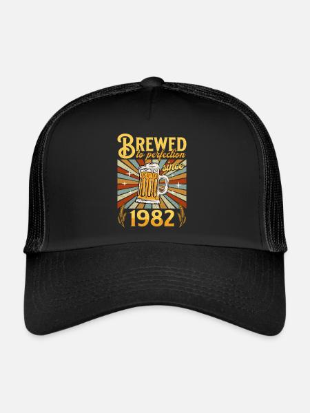 Perfection Depuis 1982 - Anniversaire 40 Ans - Casquette trucker  - noir/noir - Devant