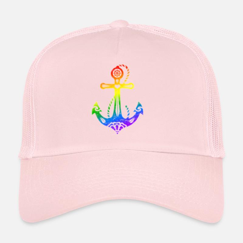 Regenbogen Anker Gay Pride, LGBT, LGBTQ, Rave, CSD Trucker Cap