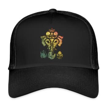 Ganesh, Ganesha, Hinduism, Yoga, Elephant God - Trucker Cap - black/black - Front
