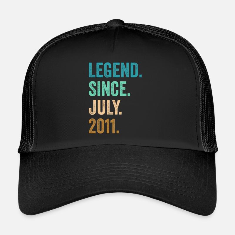 11 Years Old Legend Since July 2011 11th Birthday Trucker Cap