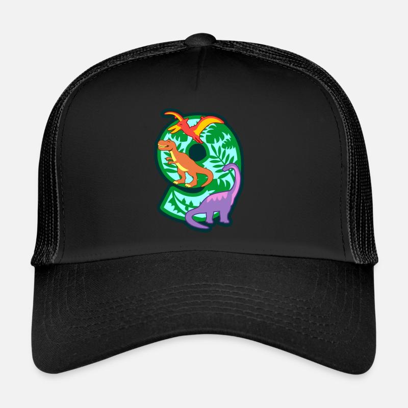 Dinosaurs 9th Birthday Party Number 9 - 9 Years Trucker Cap