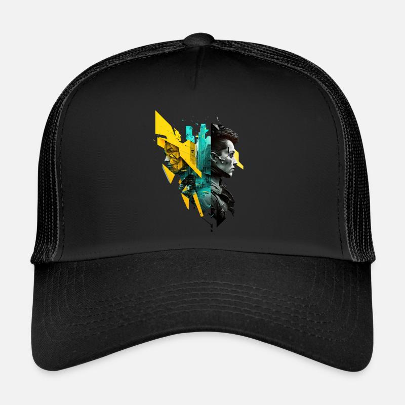cyber punk No103 - Trucker Cap - Schwarz/Schwarz