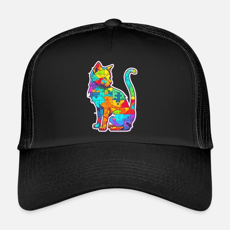 Soutien sensibilisation à l'autisme chat coloré Casquette trucker 