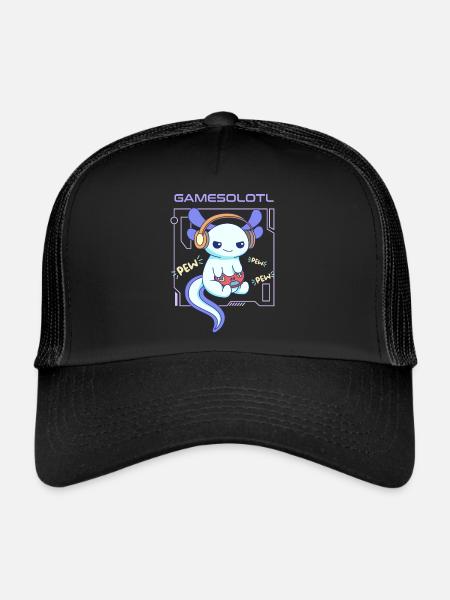 Gamesolotl Word Pun Design for Axolotl Lovers - Trucker Cap - black/black