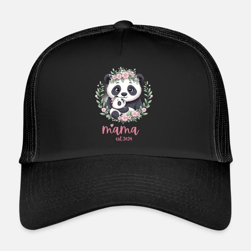 Mama est 2024 I Panda Bear Mum I First Time Mom Trucker Cap