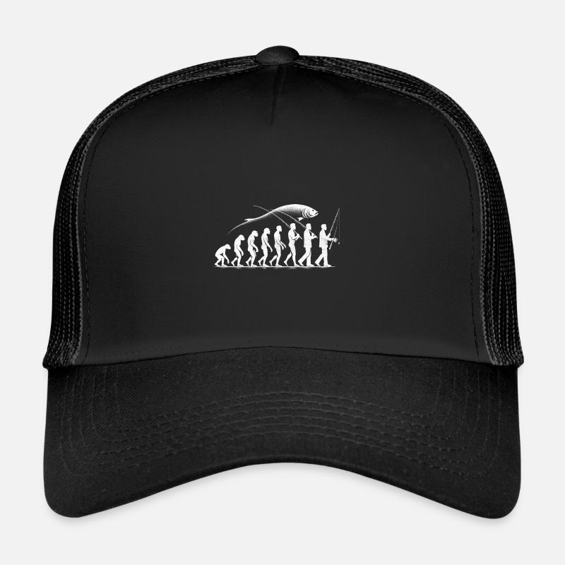 Evolution Pêche Poisson Truite Pêcheur Pêcheur Achigan Casquette trucker 