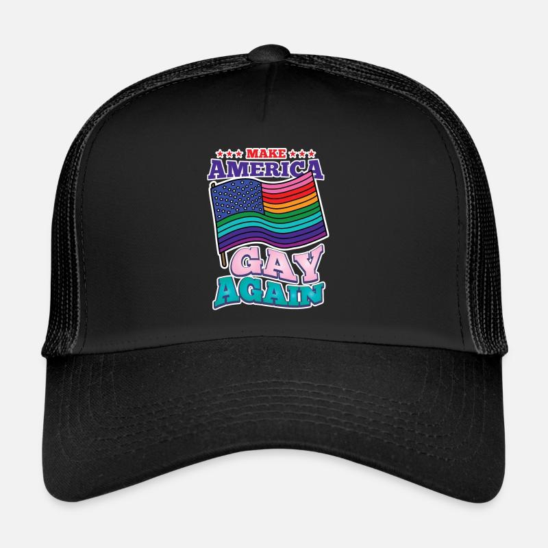 LGBT LGBTQ Regenbogen Schwul Lesbisch Geschenk - Trucker Cap - Schwarz/Schwarz