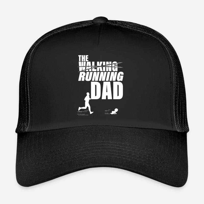 The walking running dad. idée cadeau papa et bébé - Casquette trucker  - noir/noir