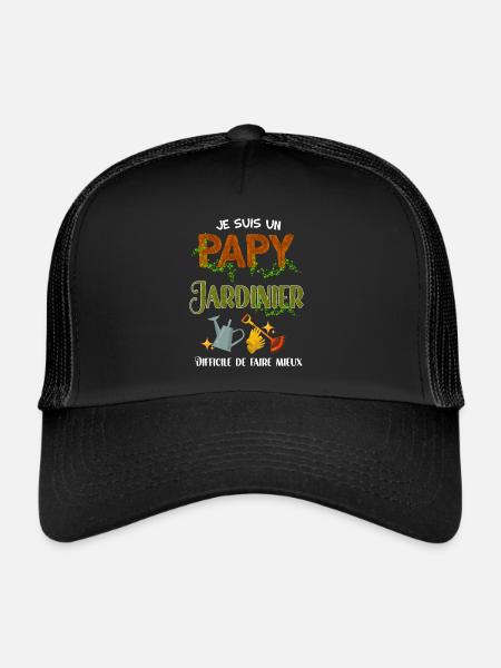 Papy jardinier parfait, cadeau papy - Casquette trucker  - noir/noir - Devant