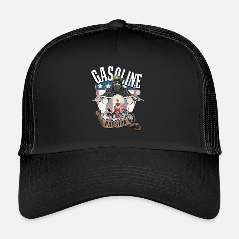 Gasoline Passion, old school, biker, motorcycle Trucker Cap