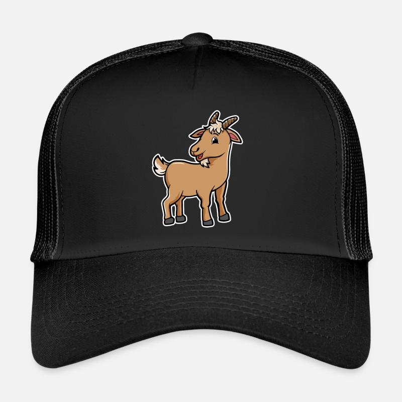 Kawaii Ziege - Trucker Cap - Schwarz/Schwarz