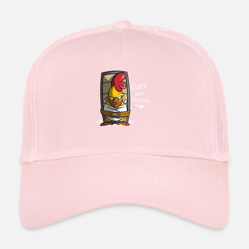 Cute but Psycho, Chicken in Straitjacket, Gift Idea Trucker Cap