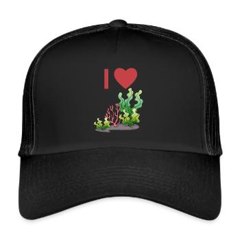 I love Algen | Alge Tang Seetang Botanik - Trucker Cap - Schwarz/Schwarz - Vorne