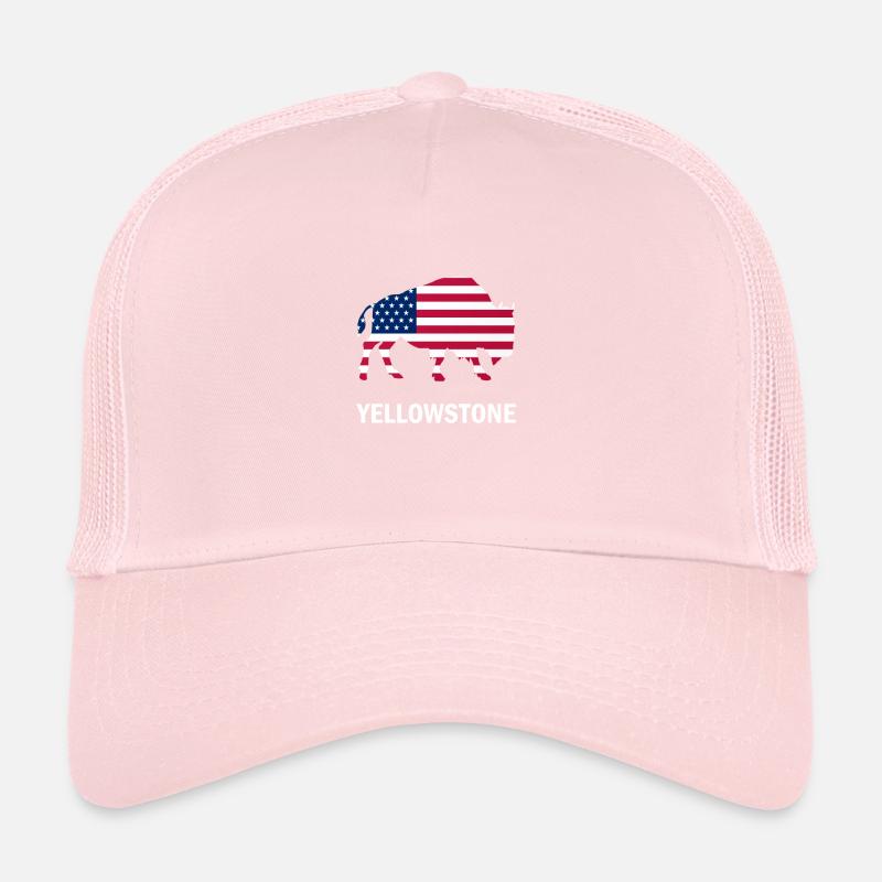 Drapeau américain bison bison de Yellowstone Casquette trucker 