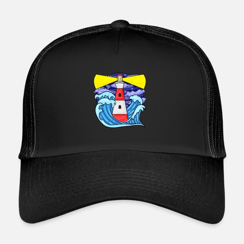 Leuchtturm mit Wellen Nordsee Ostsee Geschenk Trucker Cap