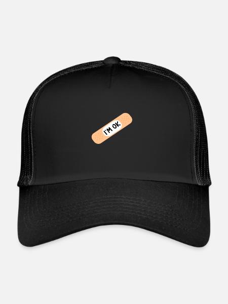 Trostpflaster I`M OK Heftpflaster - Trucker Cap - Schwarz/Schwarz - Vorne