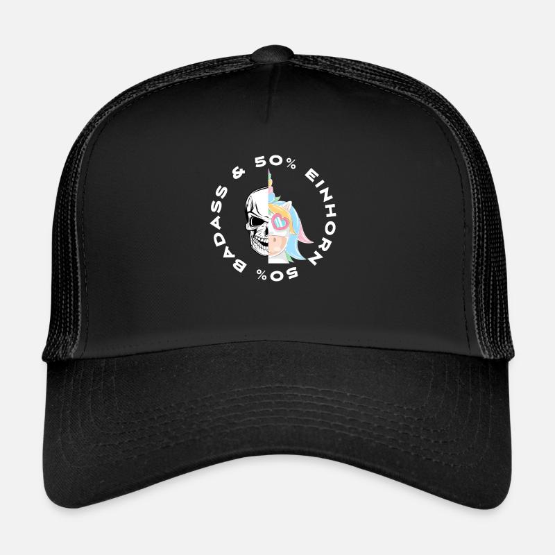 Einhorn und Badass Unicorn Geschenk Geburtstag - Trucker Cap - Schwarz/Schwarz