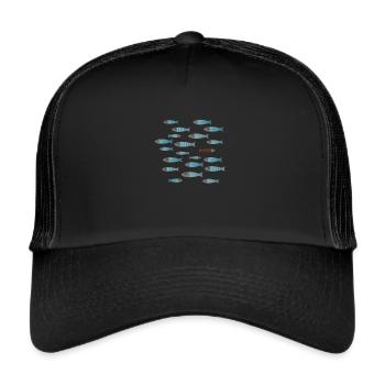 Fish shoal Swim against the current - Trucker Cap - black/black - Front