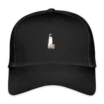 Pinguin auf durchreise Urlaubsreise in den Süden - Trucker Cap - Schwarz/Schwarz - Vorne