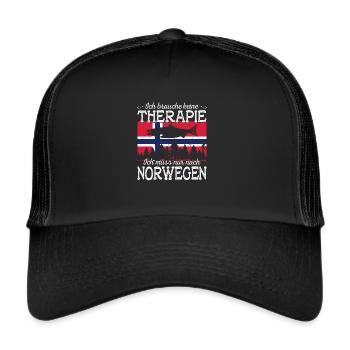 Ich muss nur nach Norwegen Skandinavien Norwegen - Trucker Cap - Schwarz/Schwarz - Vorne