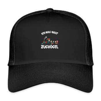 Zugvögel Cartoon Comic nicht nur für Ornithologen - Trucker Cap - Schwarz/Schwarz - Vorne