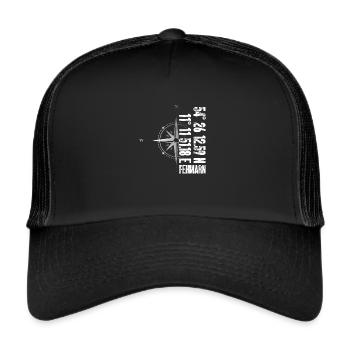 Fehmarn Island Atlantic coordinates Map Holiday - Trucker Cap - black/black - Front