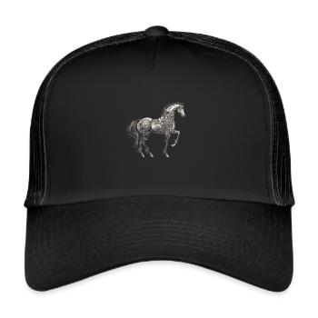 Horse Cartoon Mechanics - Trucker Cap - black/black - Front