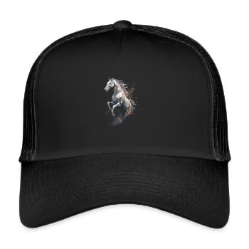 Jumping horse Polygon in the dust - Trucker Cap - black/black - Front
