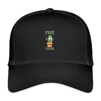 Dessin animé drôle de cactus - Casquette trucker  - noir/noir - Devant