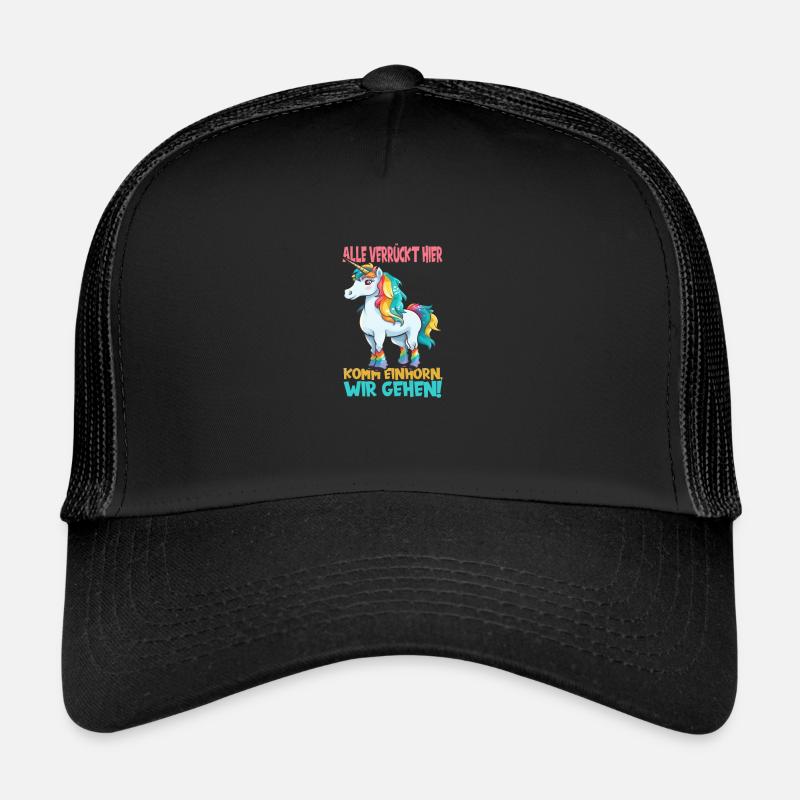 Comic Einhorn Verrückte Regenbogen Mähne Trucker Cap