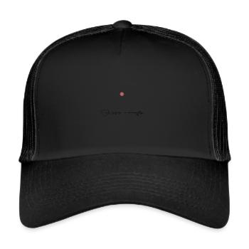 Papagei Herzschlag Herz EKG - Trucker Cap - Schwarz/Schwarz - Vorne