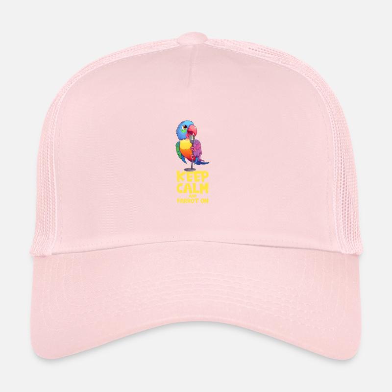 Keep Calm & Parrot On: Comic Parrot with Microphone Trucker Cap