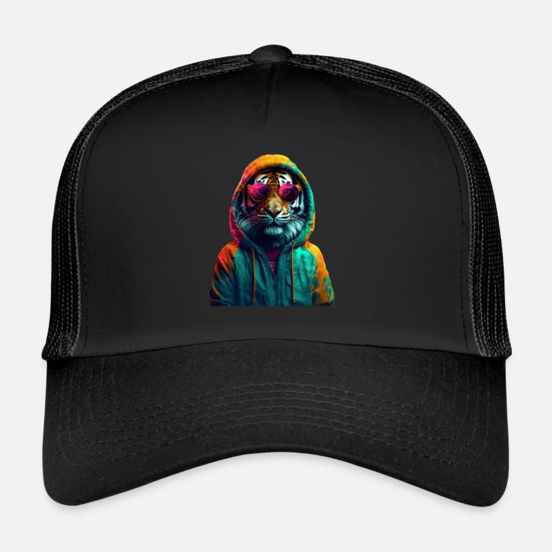 Tiger mit Sonnenbrille Bunt Coole Tiger Waldtier Trucker Cap