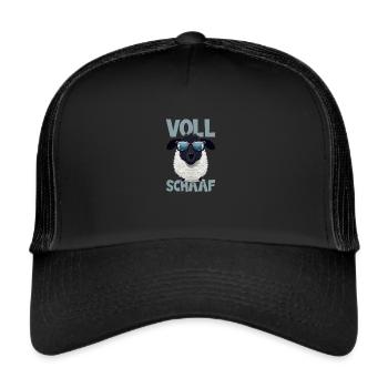 Coolness Pur - Voll Schaaf Comic Motiv - Trucker Cap - Schwarz/Schwarz - Vorne