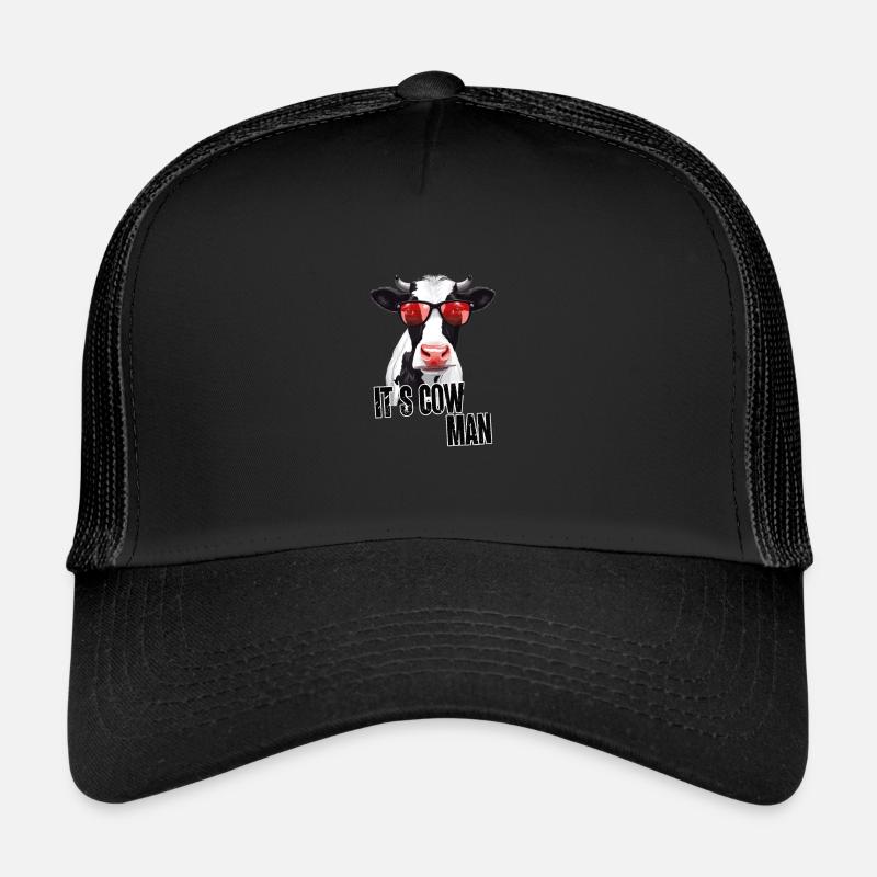 Kuh mit Sonnenbrille und Spruch - Trucker Cap - Schwarz/Schwarz