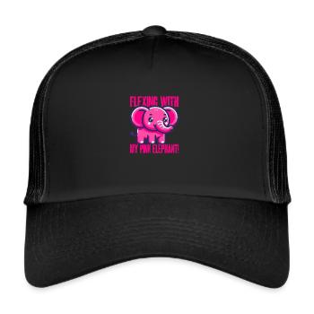 éléphant rose drôle avec dicton - Casquette trucker  - noir/noir - Devant